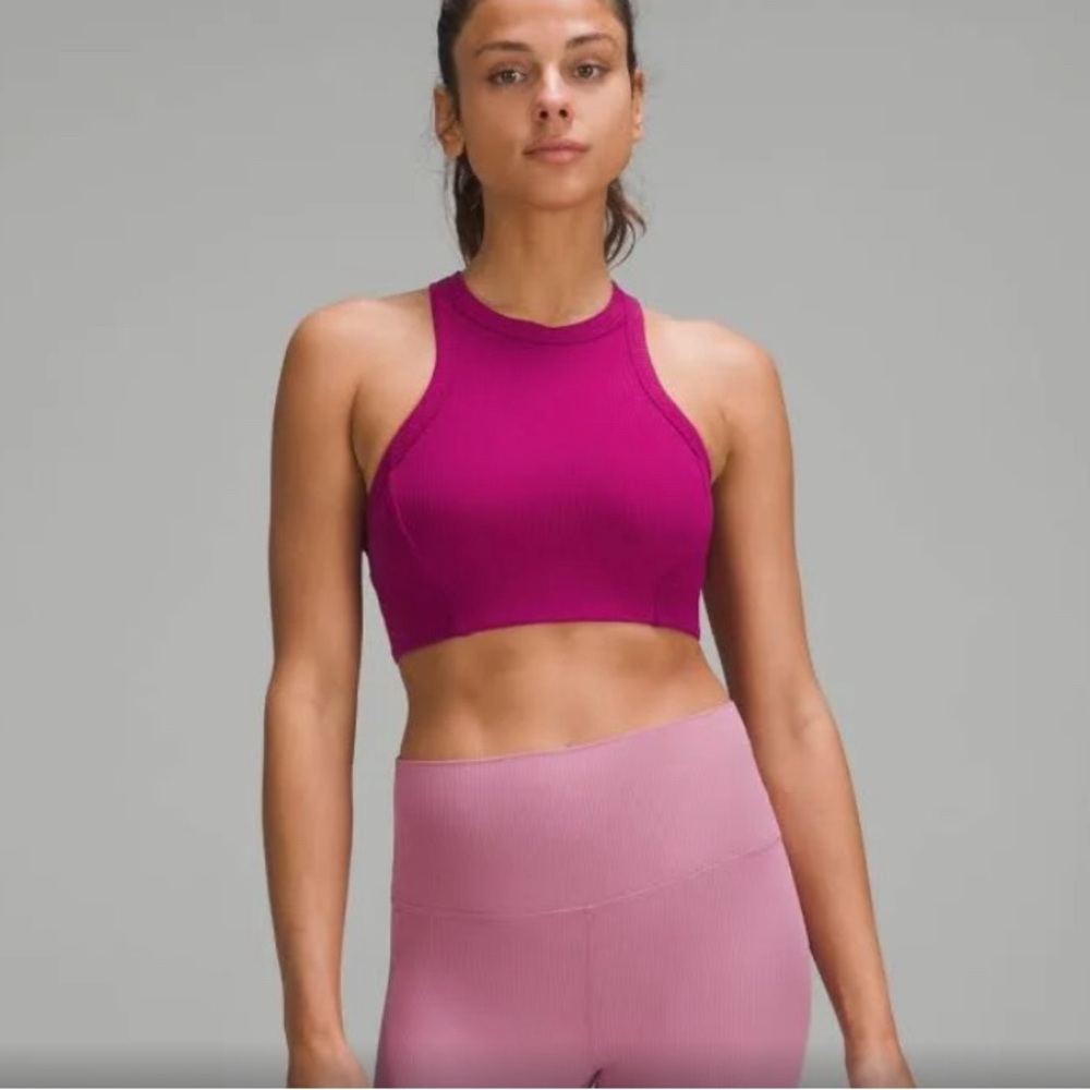 NWOT Lululemon Ribbed Nulu High-neck Yoga Bra size 12 Magenta Purple